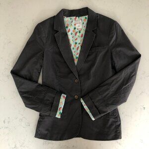 Twik Simons Casual Cotton 2 Button Fruit Print Lined Blazer Jacket Grey Sz M